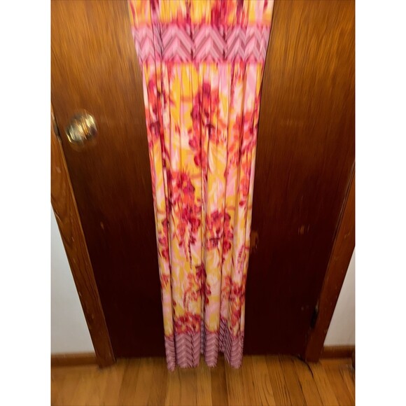 Wisp Womens Floral Pink And Yellow Maxi Dress Size 8 - Picture 2 of 8